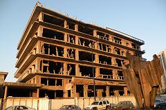 Beirut Corniche 09 St Georges Hotel Site of the 2005 Hariri Bombing with The Torch Sculpture 